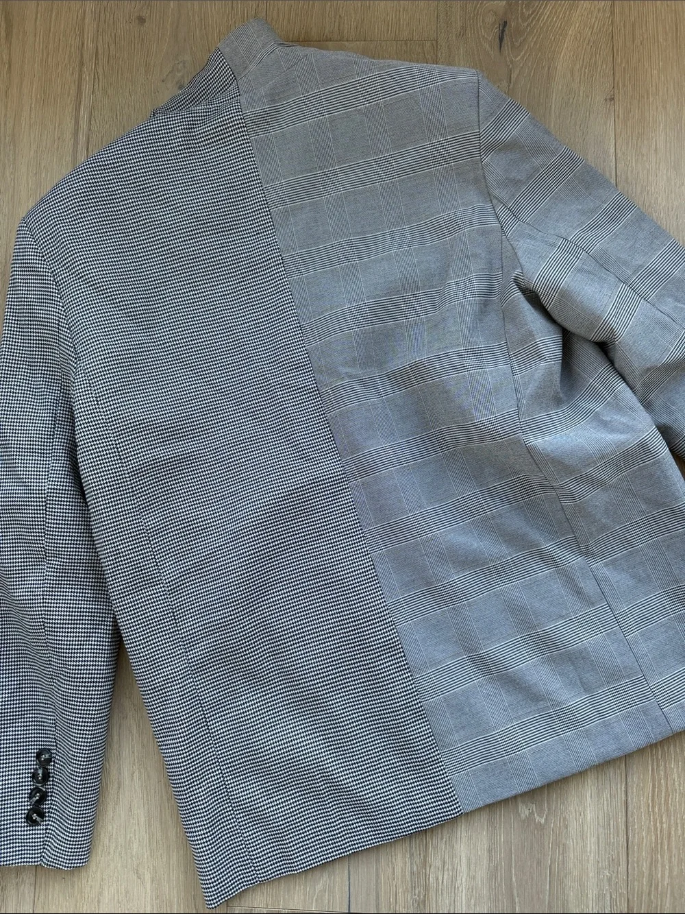 Miss Lola Two-Tone Gray Plaid & Houndstooth Sport Coat